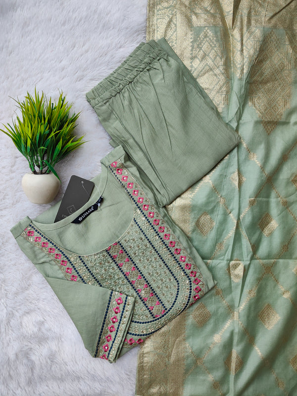 PREMIUM VATICAN SILK SALWAR SET WITH BANARASI DUPPATTA 0495