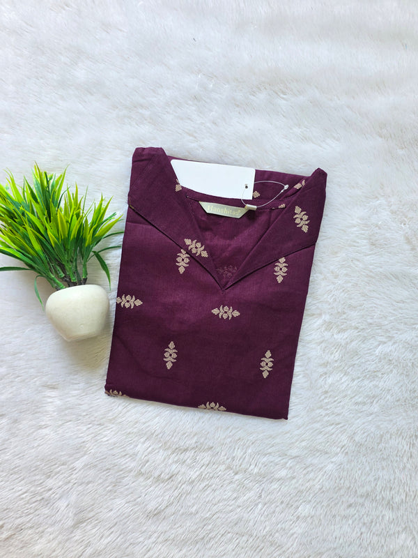 V- COLLAR NECK PREMIUM FLEX COTTON KURTIS /0582