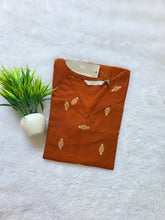 V-COLLAR NECK PREMIUM FLEX COTTON KURTIS RUST /0582