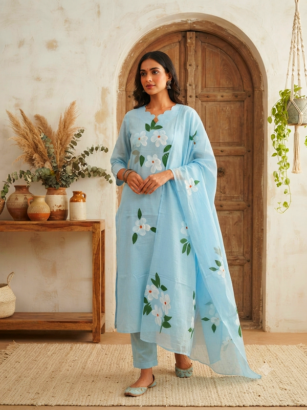 HANDPAINTED MUL COTTON SALWAR SETS 0612