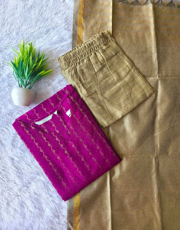 PREMIUM HANDLOOM RAW SILK MAGENTA SALWAR SETS 2222