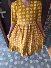 MUSTARD CIRCLE DESIGN COTTON MAXI DRESS 0550