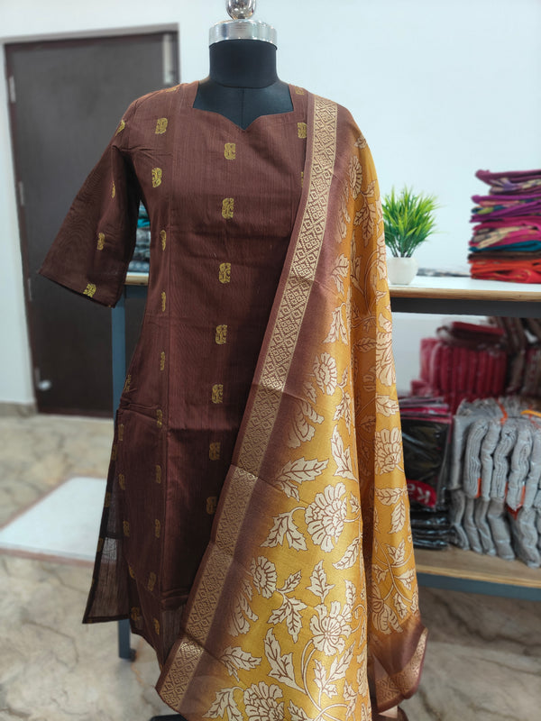 PREMIUM RAW SILK KURTI WITH KALAMKARI DUPPATTA 0509