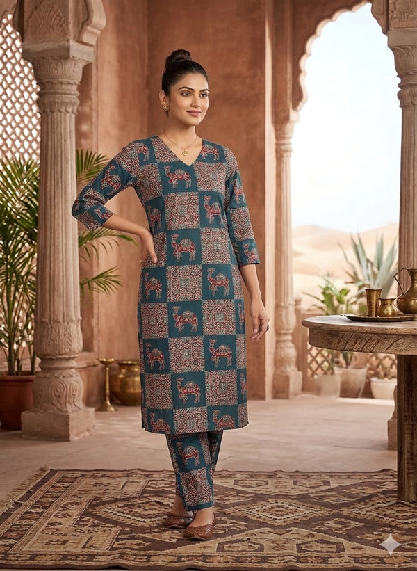 KALAMKARI THEMED CAMBRIC COTTON CO-ORD SETS 0559