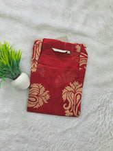 V SHAPED COLLAR PREMIUM COTTON KURTIS CRIMSON RED 0599