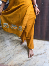 MUSTARD ELEPHANT EMBROIDERED COTTON CO-ORD SETS 0543