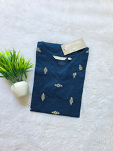 V-COLLAR NECK PREMIUM FLEX COTTON KURTIS BLUE /0582