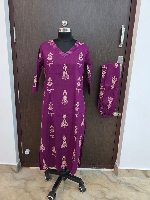 WARLI THEMED CAMBRIC COTTON CO-ORD SETS 0548