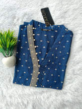 SELF WEAVING COTTON KURTIS BLUE 0456
