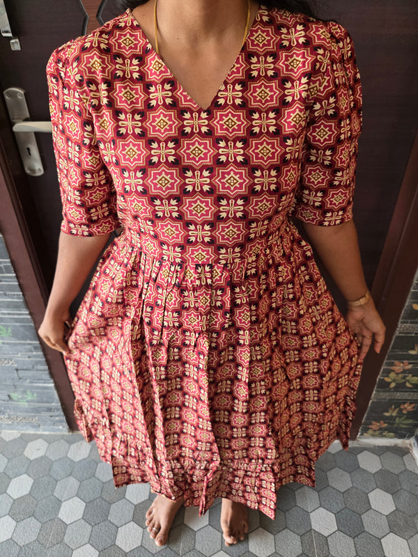 MAROON COTTON MAXI DRESS 0550