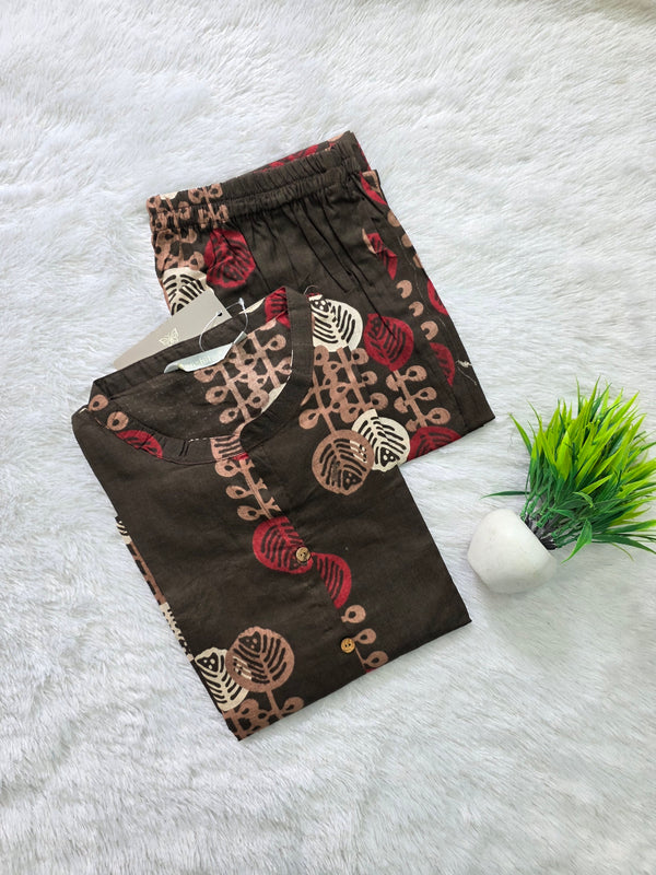 PREMIUM COTTON CO-ORD SETS BROWN 0598