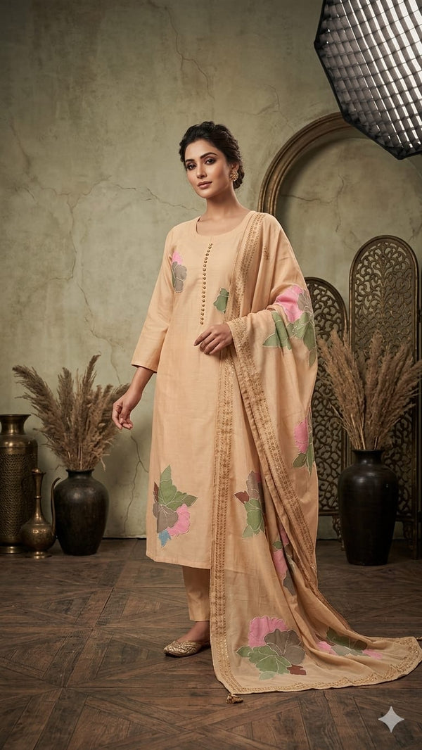 PREMIUM ROMAN SILK DESIGNER SALWAR SET 0555