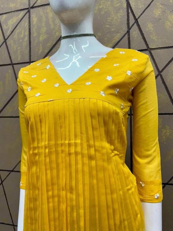 Mul Chanderi Cotton Kurtis With embroidery 0473