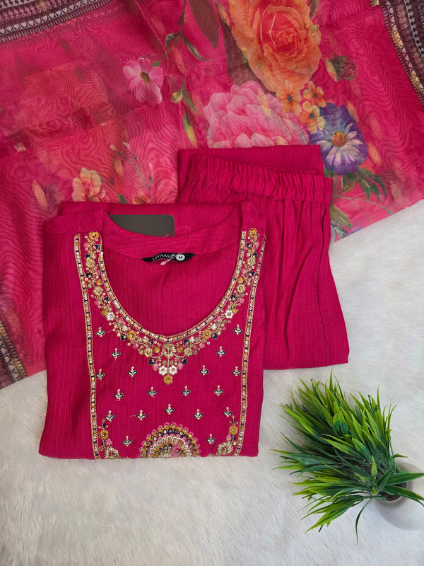 PREMIUM VATICAN SILK PINK 3 PIECE SALWAR SETS 0522