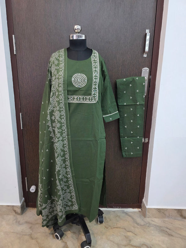 MIRROR WORK JAIPUR COTTON 3 PIECE SALWAR SETS 0537