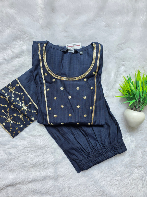 NAVY BERLIN SILK CO-ORD SETS 0532