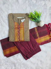 GREY & MAROON HANDLOOM MANGALGIRI COTTON SALWAR SETS 0483