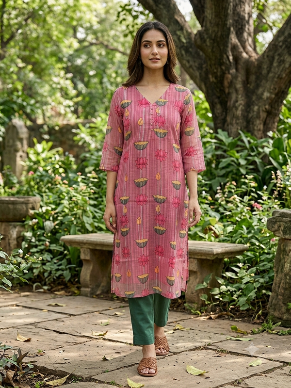 PREMIUM LINEN ZARI KURTIS 0515