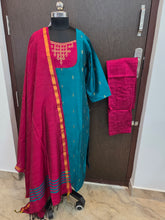 HANDLOOM RAW SILK KOLAM EMBROIDERED SALWAR SETS 2222