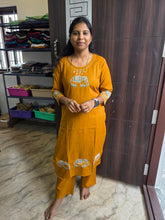 MUSTARD ELEPHANT EMBROIDERED COTTON CO-ORD SETS 0543