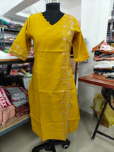 PREMIUM VATICAN SILK  ONE SIDE EMBRODIERY KURTIS 0490