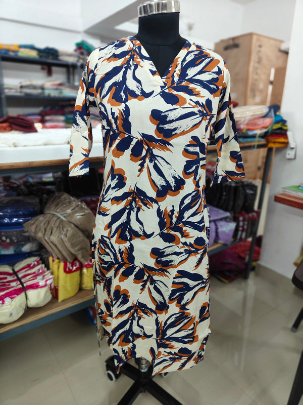 OFFICE\COLLEGE WEAR V- NECK KURTIS 0454