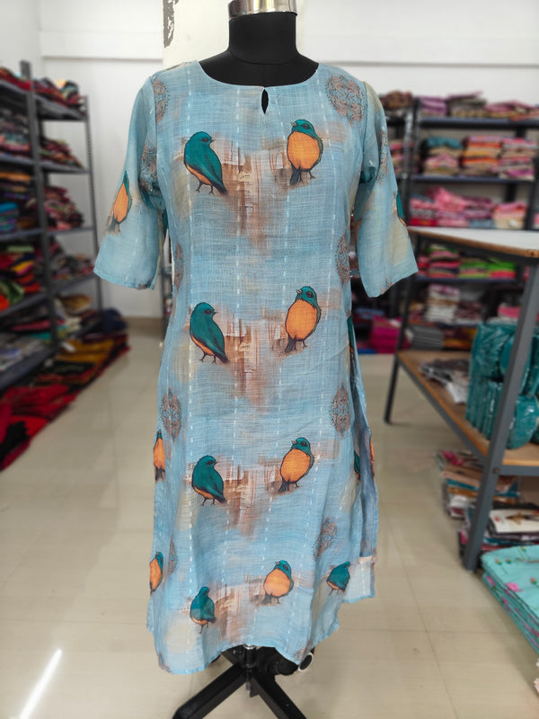 TRENDING LINEN BUBBLE KURTIS 0455
