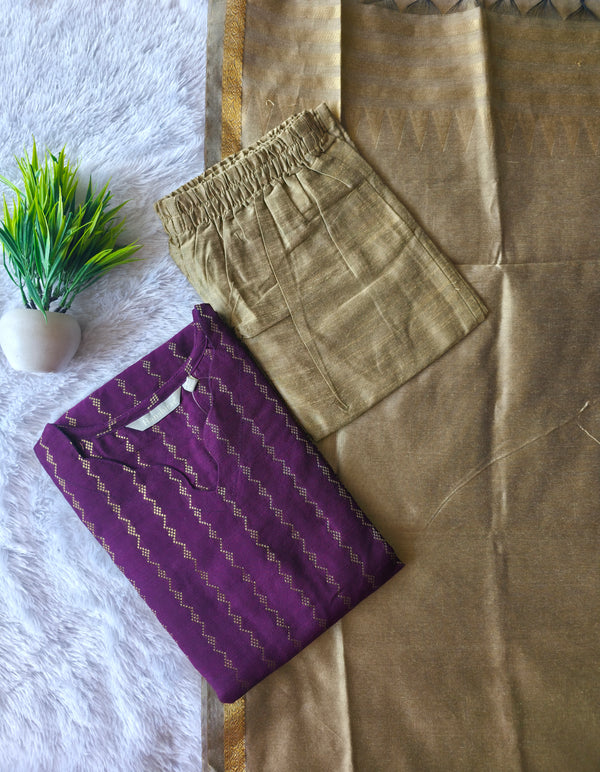 PREMIUM HANDLOOM RAW SILK PURPLE SALWAR SETS 2222
