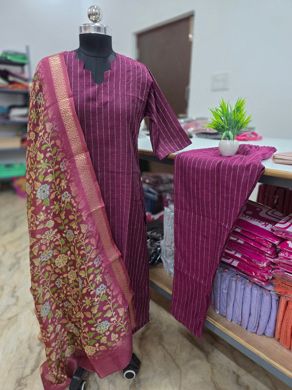 PREMIUM RAW SILK+ KALAMKARI SALWAR SETS 2222