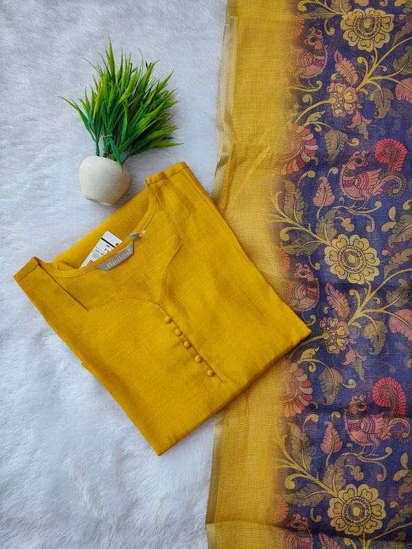VATICAN SILK KURTI+ KALAMKARI KOTTA DUPATTA 0484