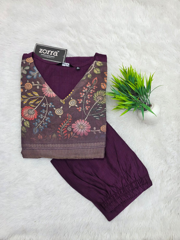 WINE COLOR BERLIN SILK CO-ORD SETS/0584