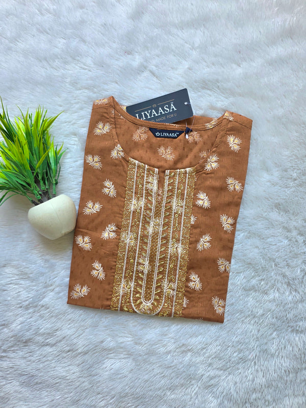 DOBBY COTTON EMBROIDERY KURTIS 0557