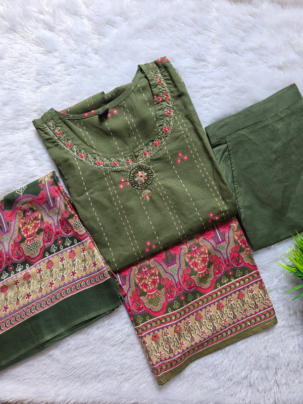 GREEN HANDWORK PREMIUM JAIPUR COTTON SALWAR SETS 0537