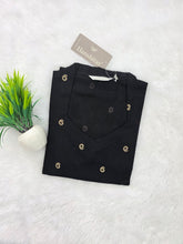 V COLLAR NECK PREMIUM FLEX COTTON KURTIS BLACK 0599