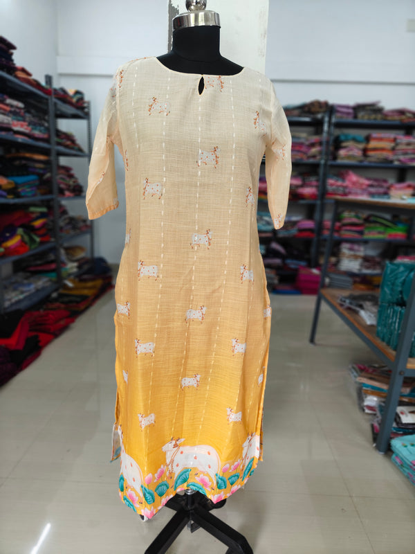 TRENDING LINEN BUBBLE KURTIS 0455