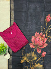 RAW SILK KURTI WITH NAVY BLUE KALAMKARI DUPPATTA 0509