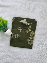 V COLLAR NECK PREMIUM COTTON KURTIS OLIVE GREEN 0599