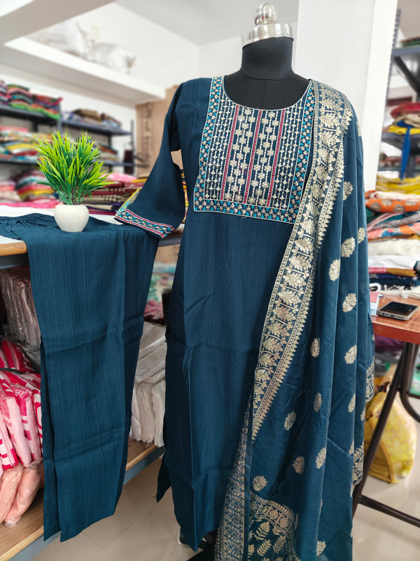 PREMIUM VATICAN SILK SALWAR SET WITH BANARASI DUPPATTA 0495