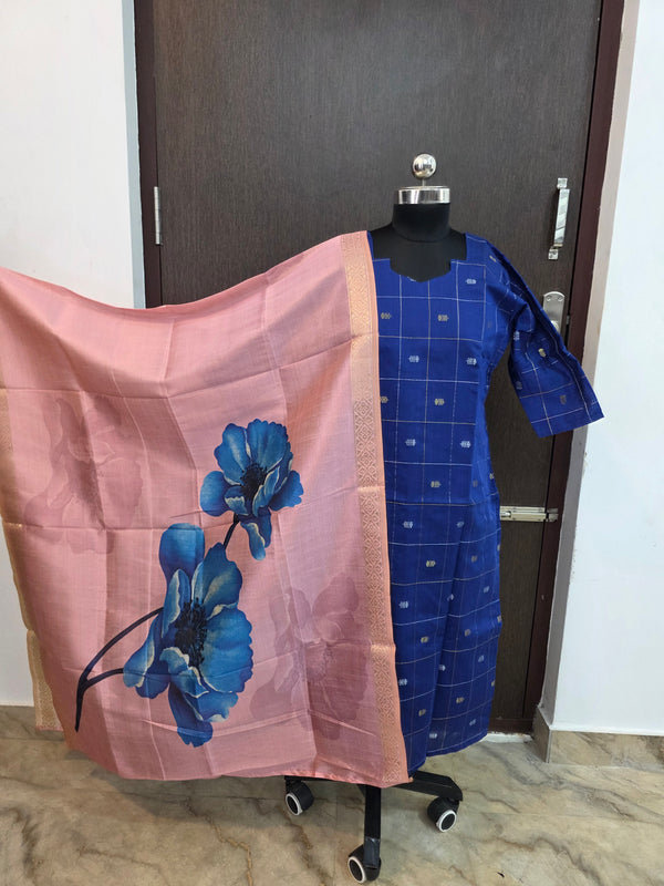 PREMIUM RAW SILK KURTI WITH KALAMKARI DUPPATTA 0509