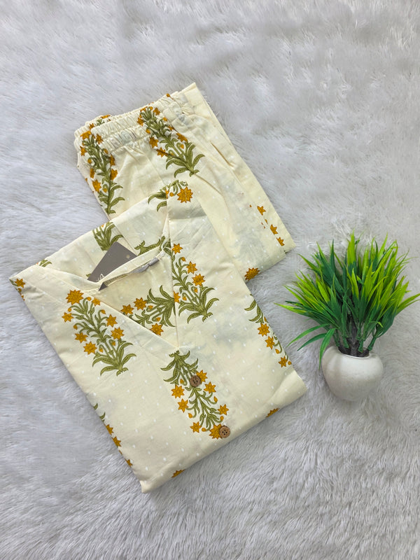 HANDBLOCK COTTON CO-ORD SETS YELLOW 0601