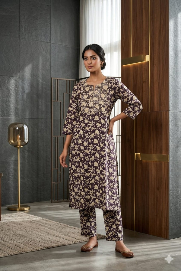 COFFEE BROWN CAMBRIC COTTON CO-ORD SETS 0559