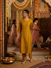 RAW SILK CHECKED CO-ORD SETS GOLDEN YELLOW 0661