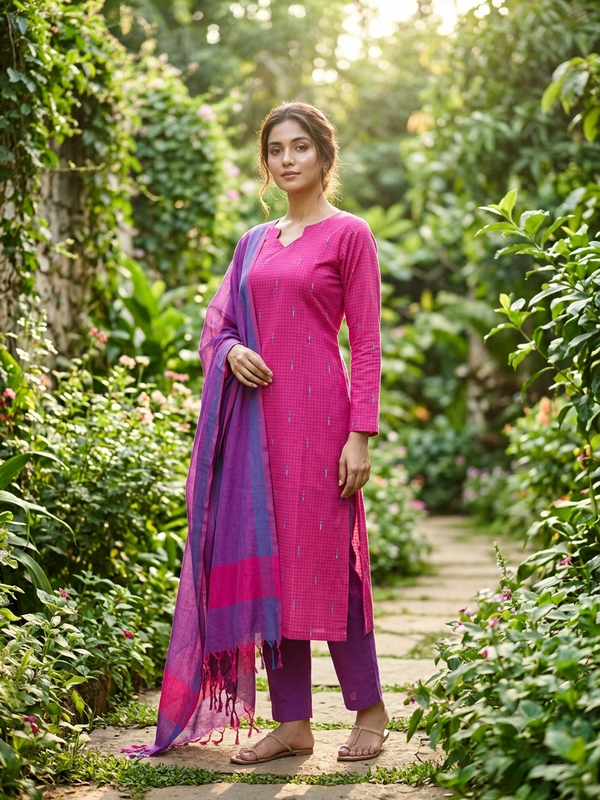 SOUTH COTTON CHECKED SALWAR SETS 0660