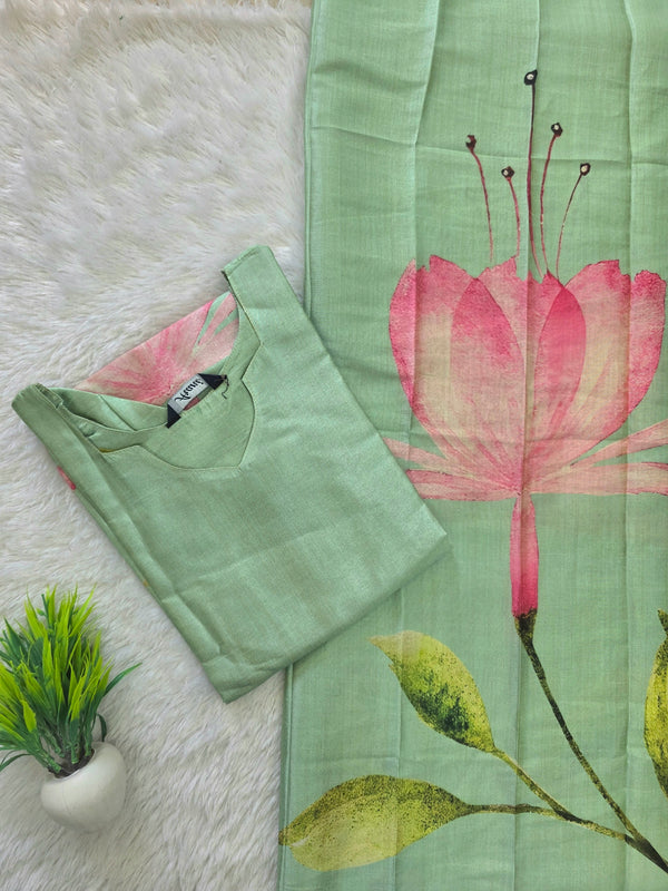 PREMIUM TUSSAR SILK KURTI +DUPPATTA 0569