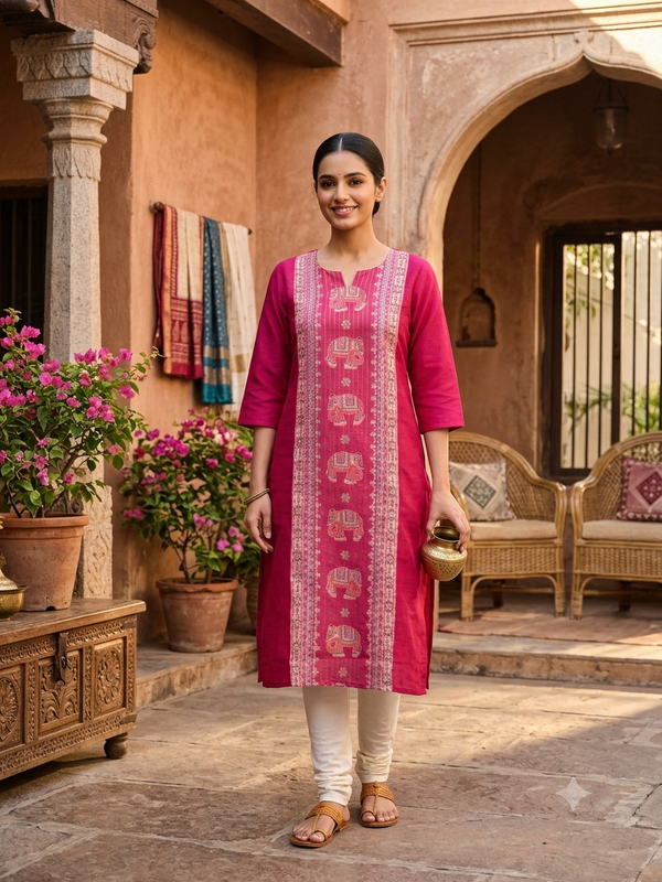 KALAMKARI THEMED BERLIN SILK KURTIS 0615
