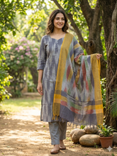 GREY PREMIUM HANDLOOM IKKAT COTTON SALWAR SETS 0539