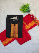 BLACK & RED HANDLOOM MANGALGIRI COTTON SALWAR SETS 0483