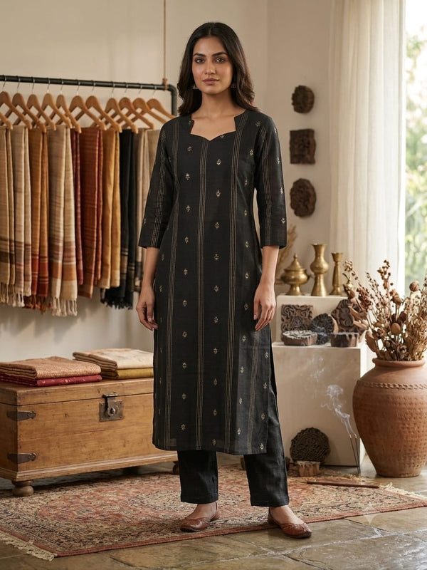 BLACK RAW SILK CO-ORD SETS 0531
