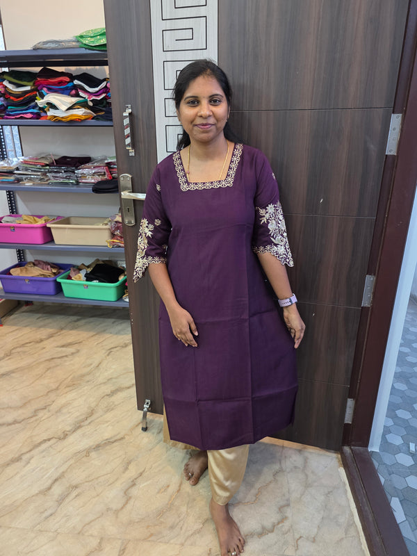 WINE PREMIUM DESIGNER ETHNIC WEAR KURTIS 0490