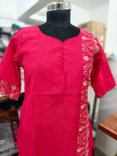 PREMIUM VATICAN SILK  ONE SIDE PINK EMBRODIERY KURTIS 0490